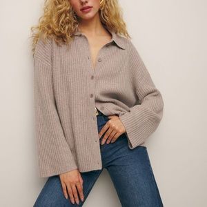 Reformation Beige Ribbed Sweater